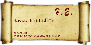 Havas Emilián névjegykártya